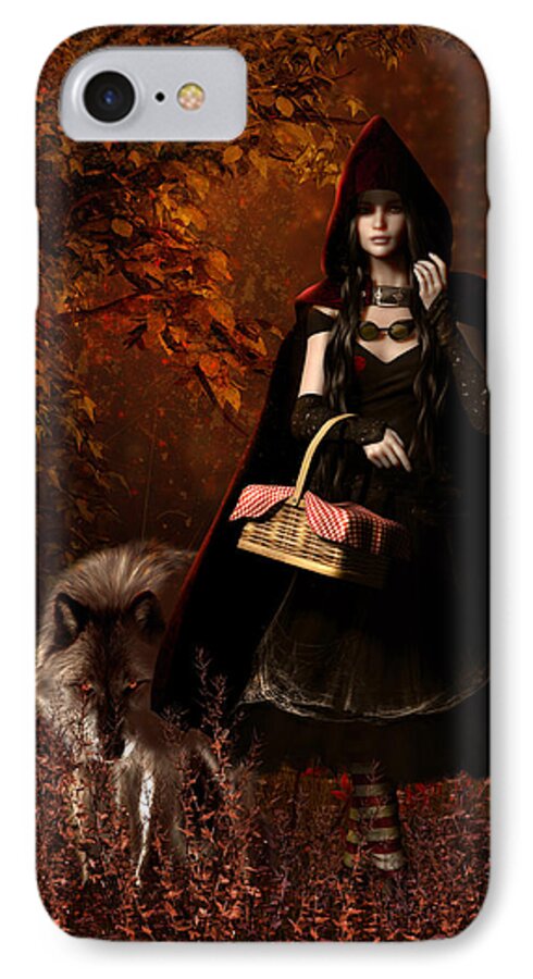 Little Red Riding Hood iPhone 8 Case featuring the digital art Little Red Riding Hood Gothic by Shanina Conway