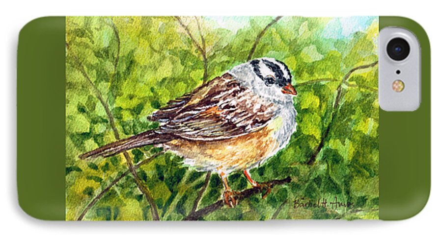 Sparrow iPhone 8 Case featuring the painting Little Sparrow by Barbel Amos