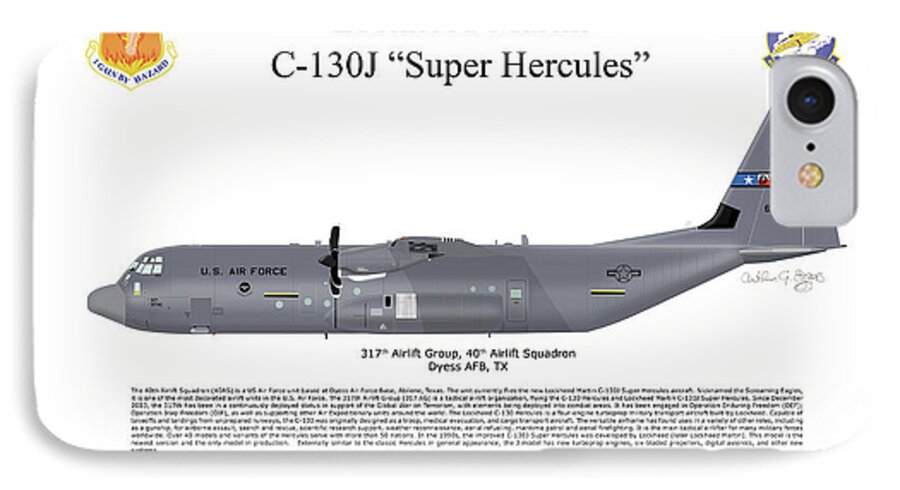 Lockheed Martin iPhone 8 Case featuring the digital art Lockheed Martin C-130J-30 Super Hercules by Arthur Eggers
