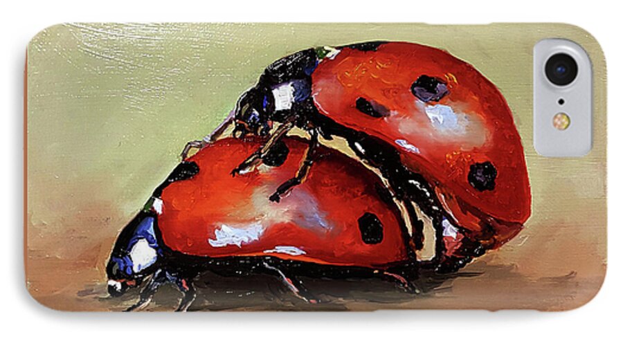 Ladybugs iPhone 8 Case featuring the painting Love by Janet Garcia