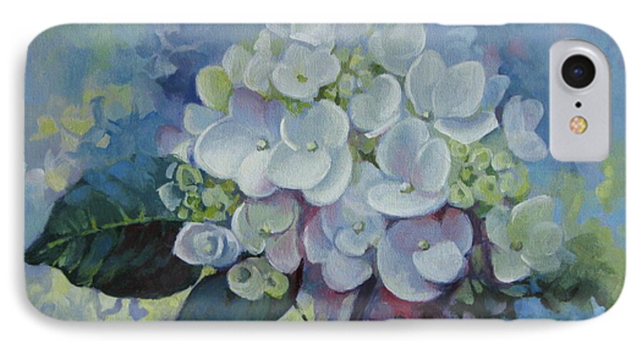 Hydrangea iPhone 8 Case featuring the painting Loving hydrangea by Elena Oleniuc