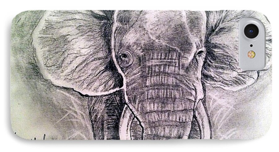 Elephant iPhone 8 Case featuring the painting Majestic Elephant by Brindha Naveen