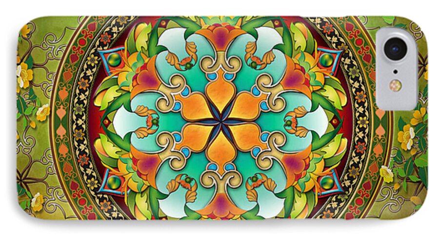 Mandala iPhone 8 Case featuring the digital art Mandala Evergreen by Peter Awax