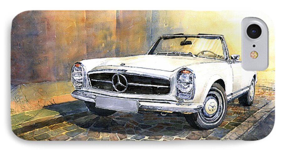 Auto iPhone 8 Case featuring the painting Mercedes Benz W113 280 SL Pagoda Front by Yuriy Shevchuk