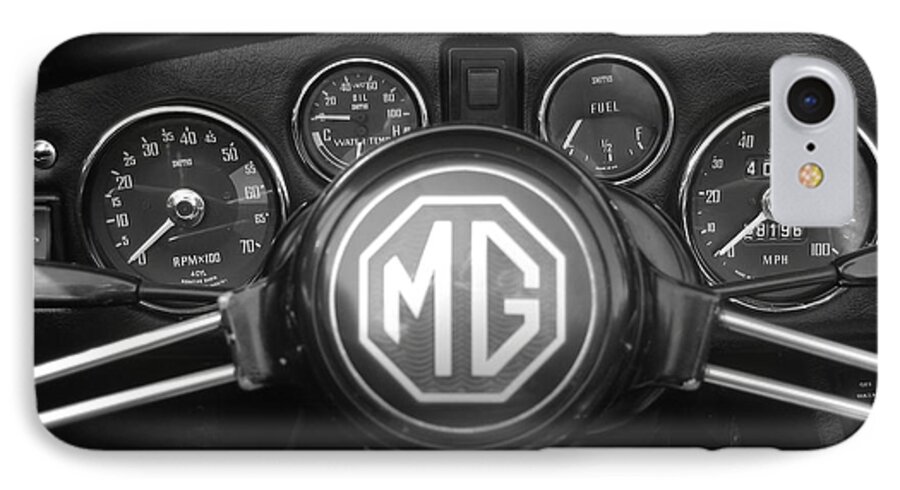 Mg Midget iPhone 8 Case featuring the photograph MG Midget Dashboard by Neil Zimmerman