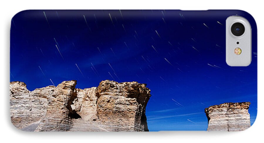 Bill Kesler Photography iPhone 8 Case featuring the photograph Monument Rocks Moonlight by Bill Kesler