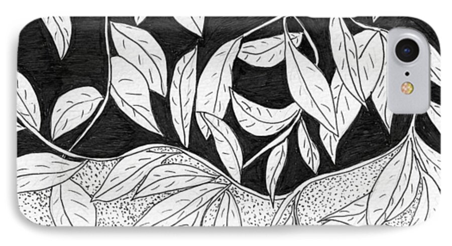 Leaves iPhone 8 Case featuring the painting More Leaves by Lou Belcher