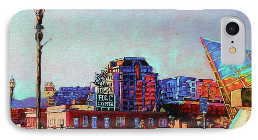 Sunrise iPhone 8 Case featuring the painting Morning Rush - the corner of Salem Avenue and Williamson Road in Roanoke Virginia by Bonnie Mason