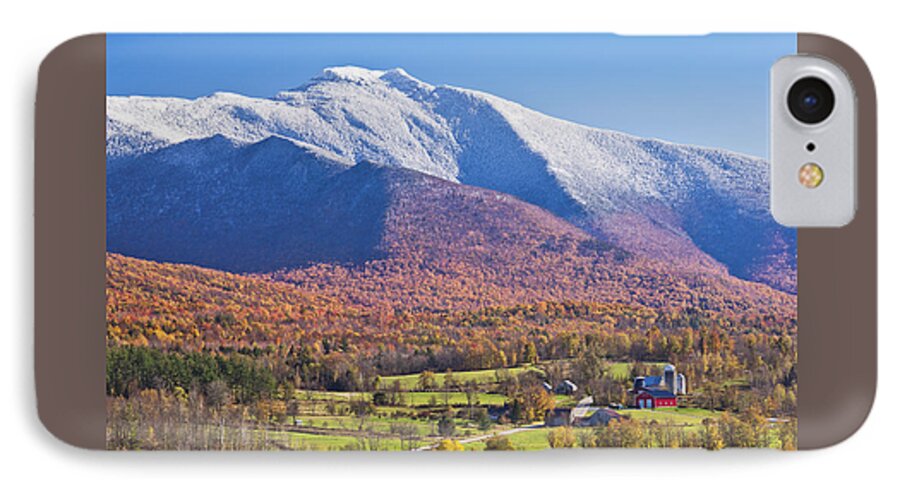 Fall iPhone 8 Case featuring the photograph Mount Mansfield Autumn Snowfall by Alan L Graham
