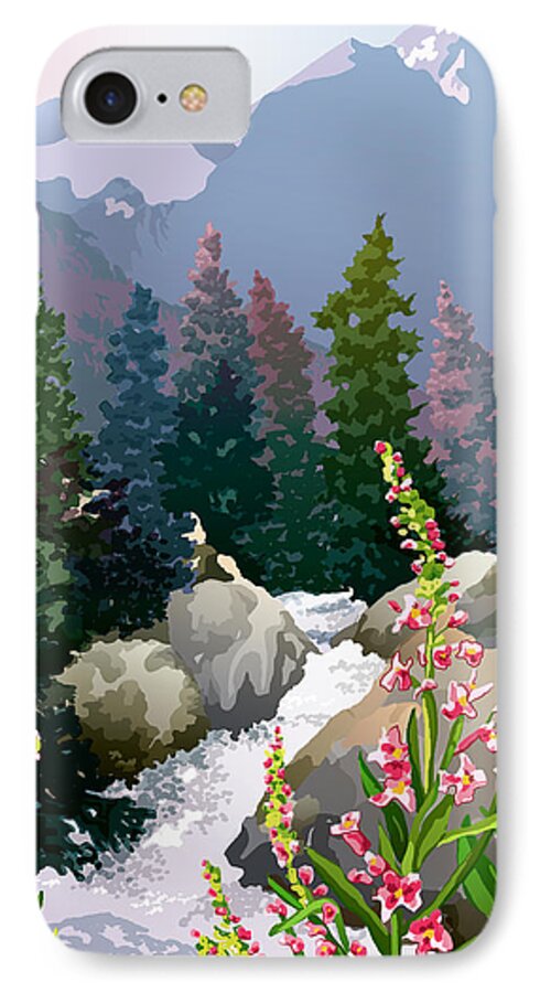 Rocky Mountains iPhone 8 Case featuring the digital art Mountain Stream by Anne Gifford