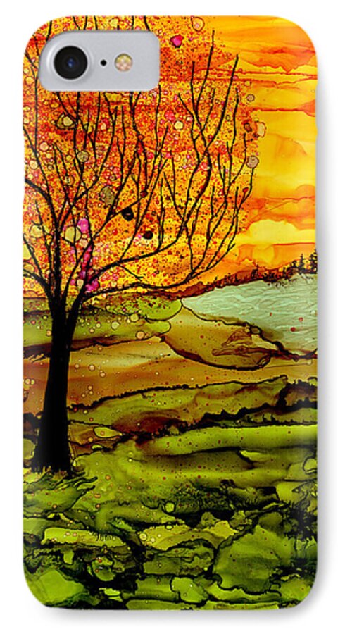 Alcohol Ink iPhone 8 Case featuring the painting Muddy Fall by Laurie Williams