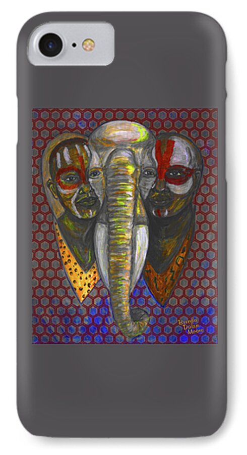 Illuminating Elephant Animal Male Boy Girl Unique Different Female Chocolate Red White Yellow Gold Spiritual Optical Illusion Blue iPhone 8 Case featuring the painting Mutation by Brenda Dulan Moore