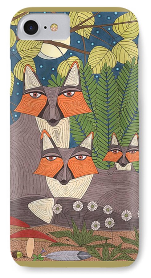 Fox iPhone 8 Case featuring the drawing My Backyard Family by Pamela Schiermeyer