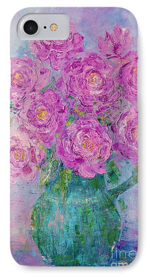 Painting iPhone 8 Case featuring the painting My Summer Roses by Amalia Suruceanu