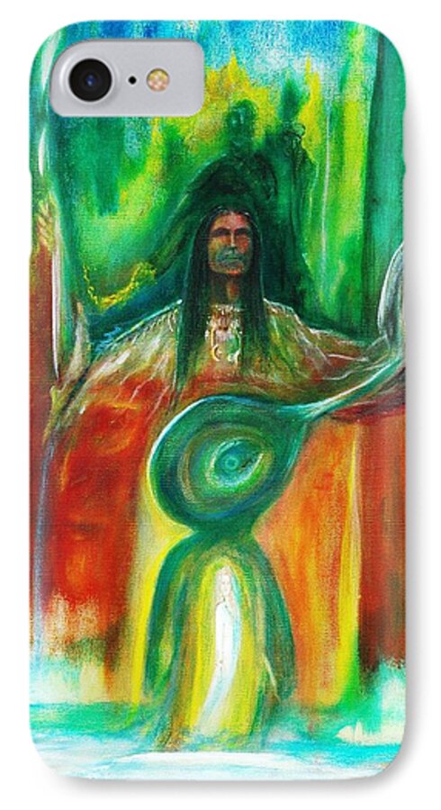 Native American iPhone 8 Case featuring the painting Native Awakenings by Kicking Bear Productions