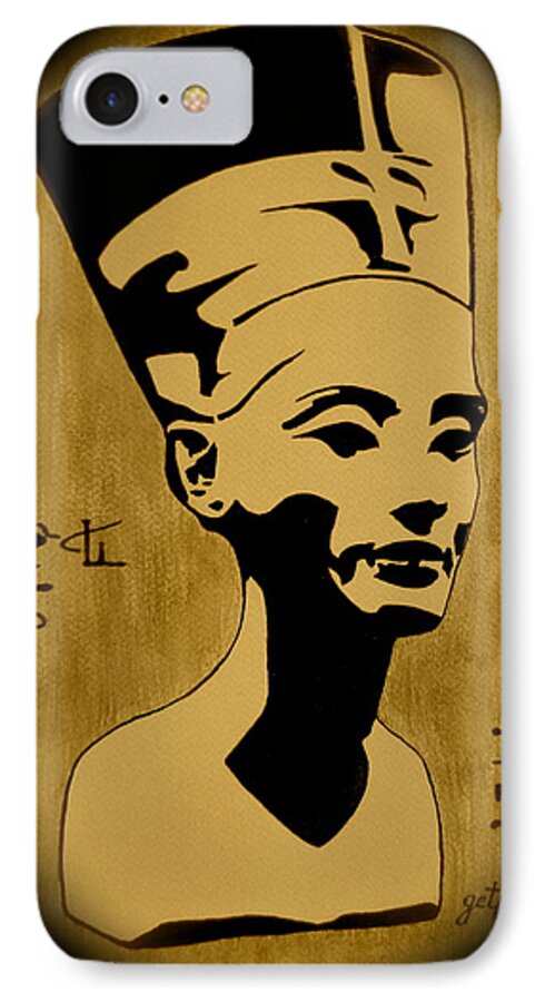 Nefertiti Egyptian Woman iPhone 8 Case featuring the painting Nefertiti Egyptian Queen by Georgeta Blanaru