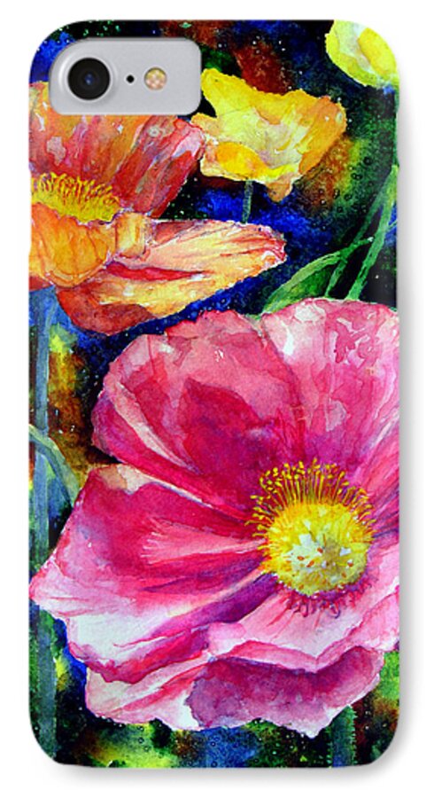 Floral iPhone 8 Case featuring the painting Neon poppies by Mary Giacomini