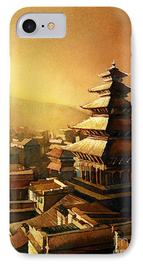 Temple iPhone 8 Case featuring the painting Nepal Temple by Ryan Fox
