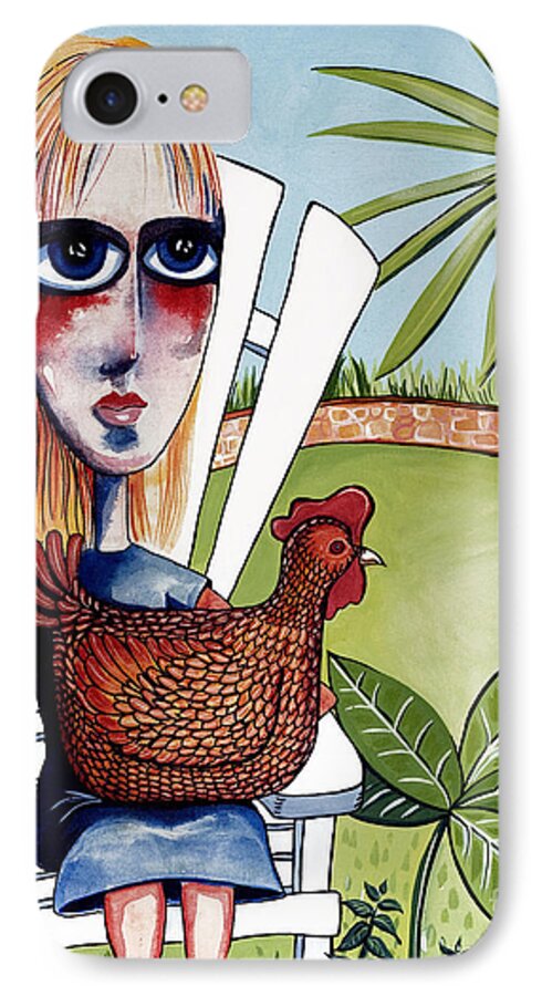 Chicken Art iPhone 8 Case featuring the painting New Friends by Leanne Wilkes