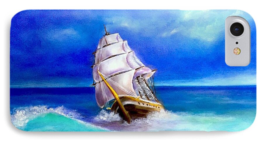 Tall Ship iPhone 8 Case featuring the painting New Horizons by Dr Pat Gehr