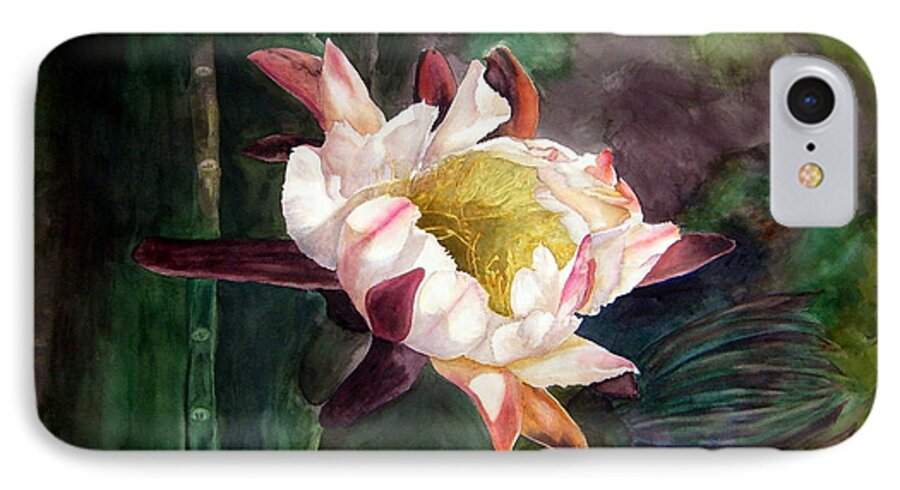 Night Bloom Cereus iPhone 8 Case featuring the painting Night Blooming Cereus by Sharon Mick