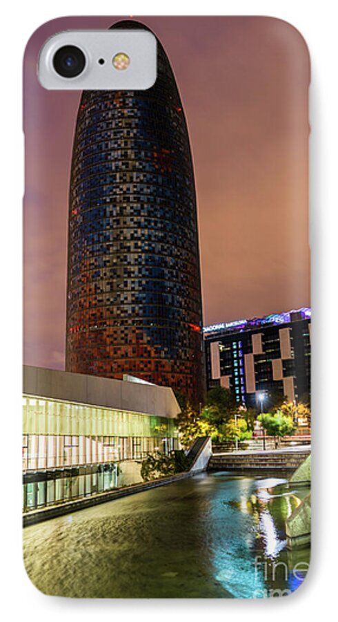 Agbar iPhone 8 Case featuring the photograph Night view of Torre Agbar by Andrew Michael