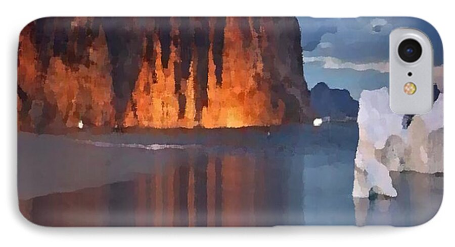 North.rock.iceberg.sea.sky.clouds.cold.landscape.nature.rest.silence iPhone 8 Case featuring the digital art North Silence by Dr Loifer Vladimir