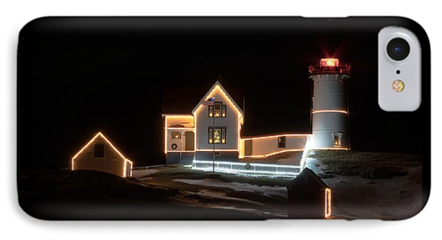 Nubble At Night iPhone 8 Case featuring the photograph Nubble at Night by Patrick Fennell