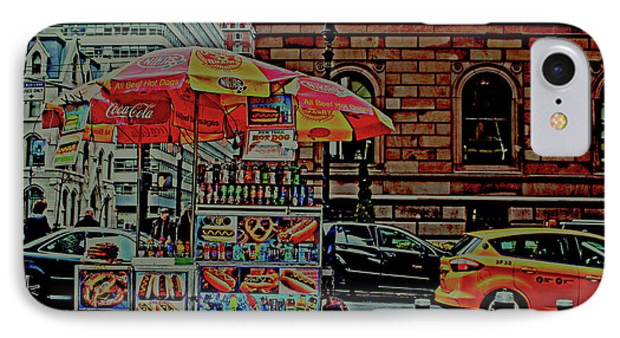 Cityscape iPhone 8 Case featuring the photograph New York City Food Cart by Sandy Moulder