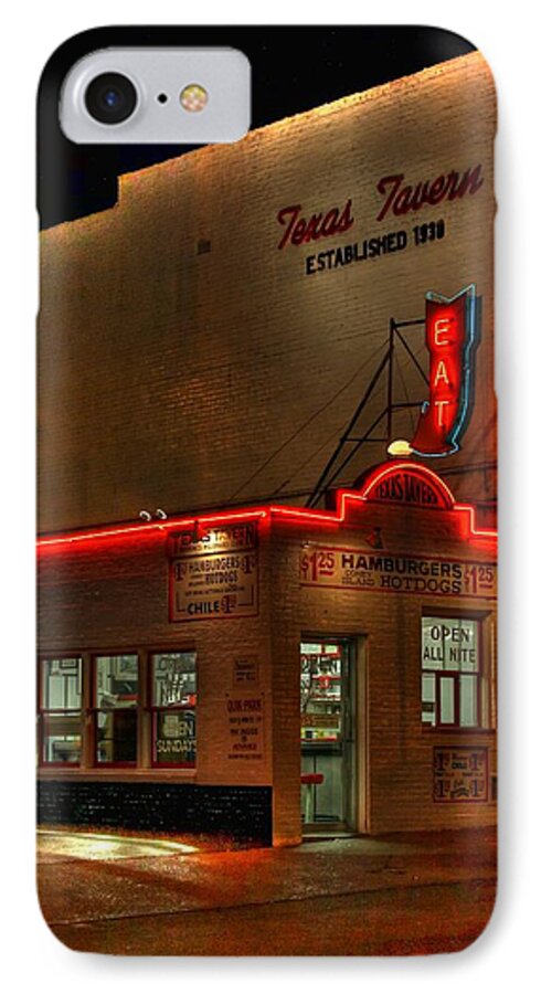 Restaurant iPhone 8 Case featuring the photograph Open All Nite-Texas Tavern by Dan Stone