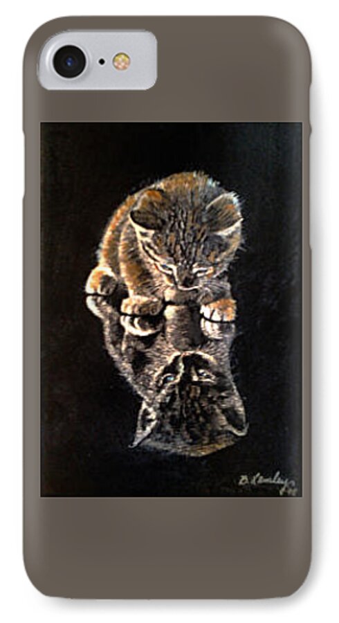 Kitty iPhone 8 Case featuring the painting P-nut Butter by Barbara Lemley