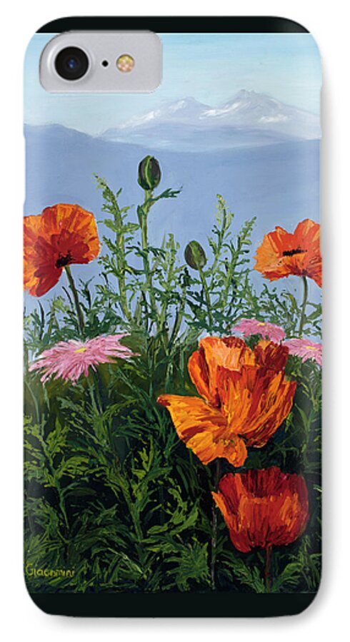 Poppies iPhone 8 Case featuring the painting Pallet Knife Poppies by Mary Giacomini