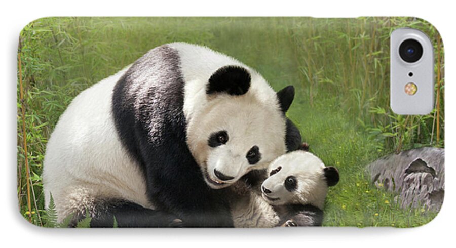 Panda Bear iPhone 8 Case featuring the digital art Panda Bears by Thanh Thuy Nguyen