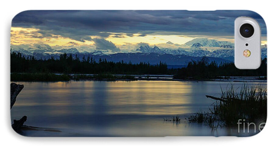 Alaska iPhone 8 Case featuring the photograph Pano Alaska Midnight Sunset by Jennifer White