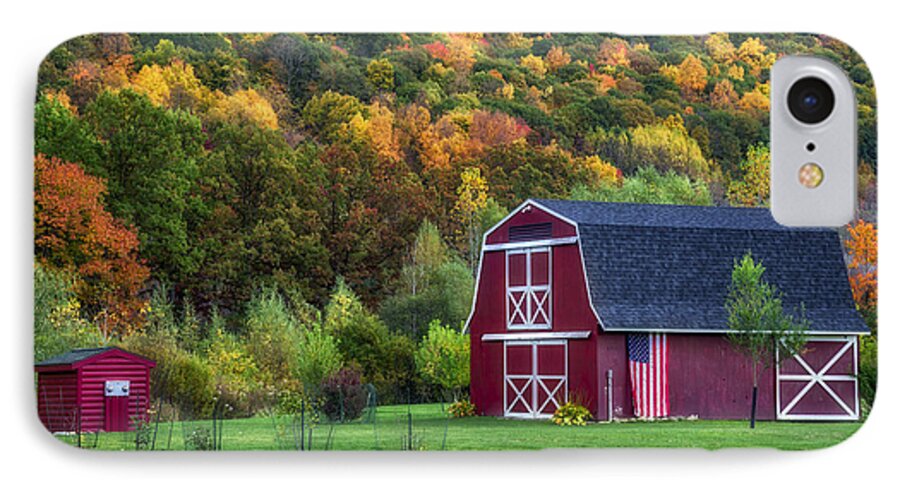 Patriotic Red Barn iPhone 8 Case featuring the photograph Patriotic Red Barn by Mark Papke