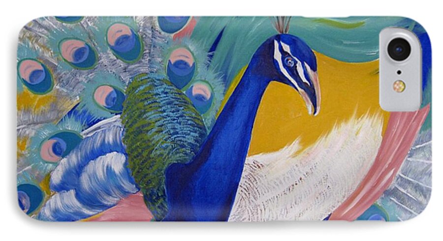 Bird iPhone 8 Case featuring the painting Peacock Glory by Lisa Boyd