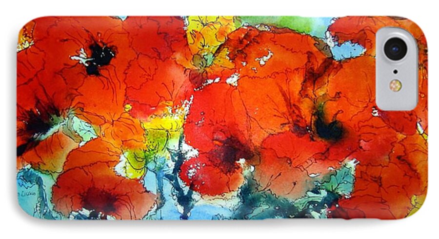 Poppies iPhone 8 Case featuring the painting Poppy Bouquet by Anne Duke