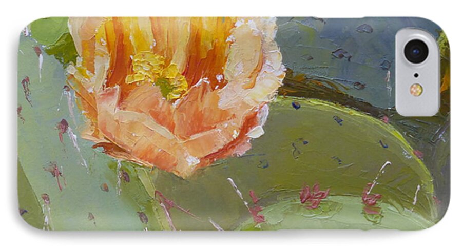 Oil Painting iPhone 8 Case featuring the painting Prickly Pear Blossom by Susan Woodward