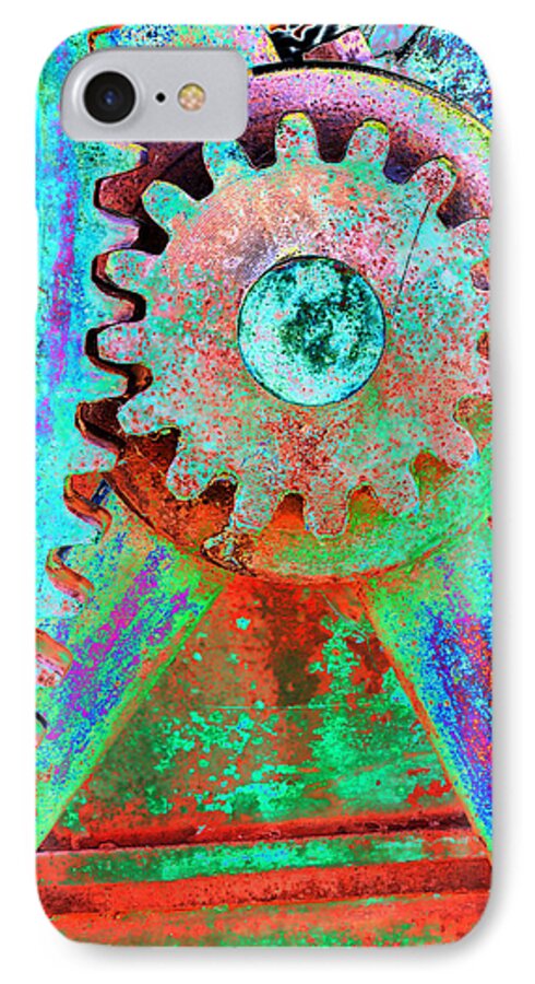 Gears iPhone 8 Case featuring the photograph Psychedelic Gears by Phyllis Denton