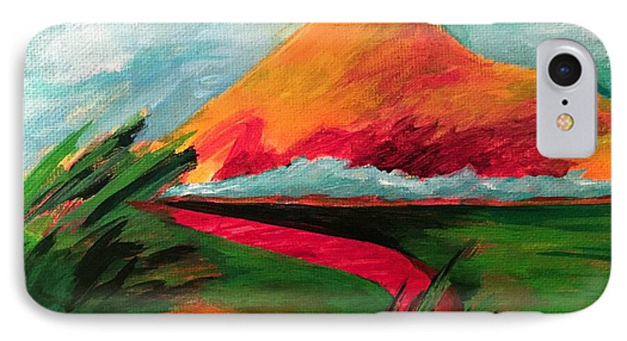 Mountain iPhone 8 Case featuring the painting Pyramid Mountain by Elizabeth Fontaine-Barr