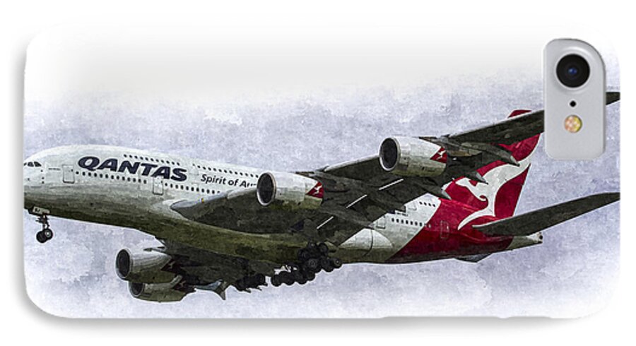 Qantas iPhone 8 Case featuring the photograph Qantas Airbus A380 Art by David Pyatt