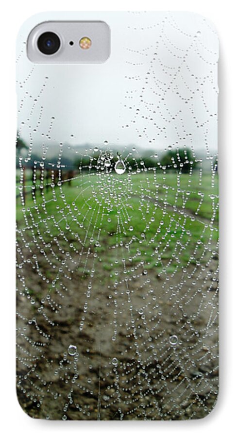 Web iPhone 8 Case featuring the photograph Raincatcher web by Susan Baker