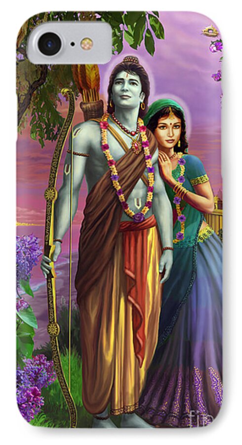 Sita Rama iPhone 8 Case featuring the mixed media Rama and Sita by Vishnu Das