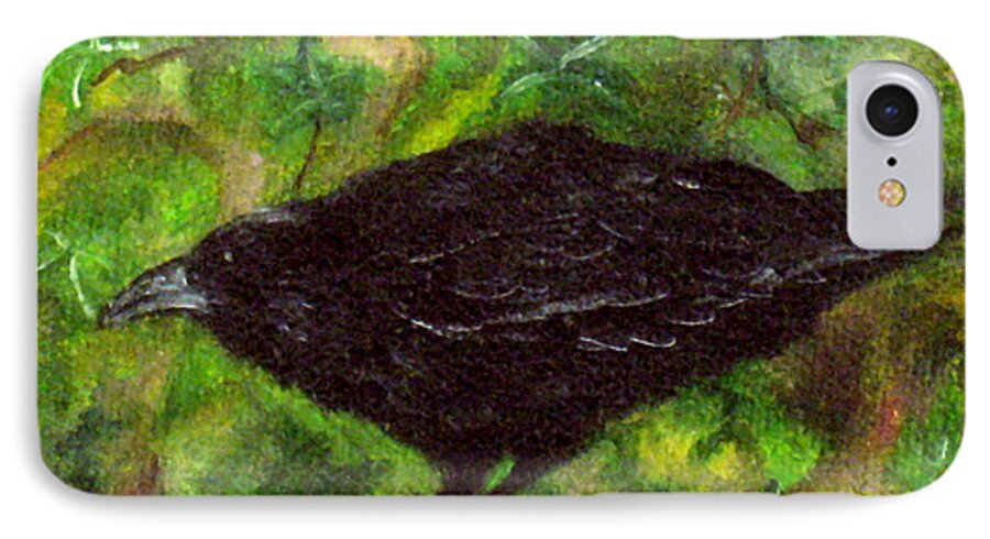 Raven iPhone 8 Case featuring the painting Raven in Ivy by FT McKinstry