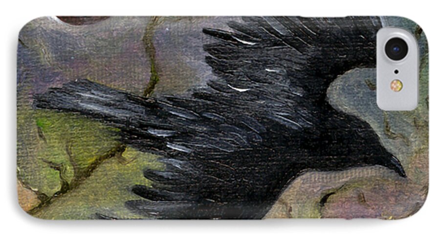 Birds iPhone 8 Case featuring the painting Raven in Twilight by FT McKinstry