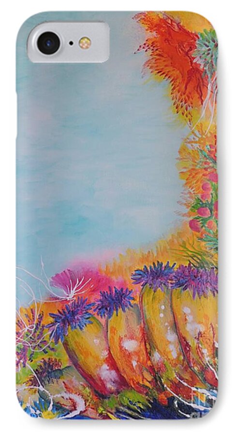 Coral iPhone 8 Case featuring the painting Reef Corals by Lyn Olsen
