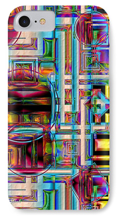 Abstract Shapes Color Geometric iPhone 8 Case featuring the digital art Refinement by Carolyn Staut