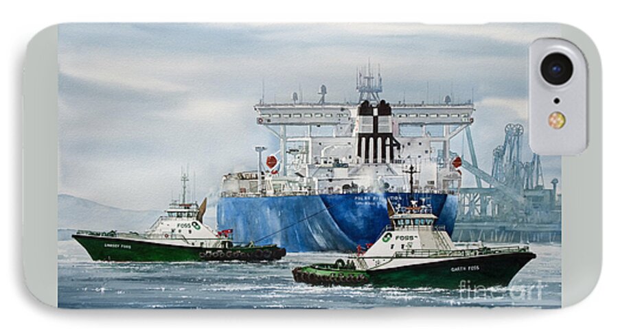Tugboat Garth Foss Art Print iPhone 8 Case featuring the painting Refinery Tanker Escort by James Williamson