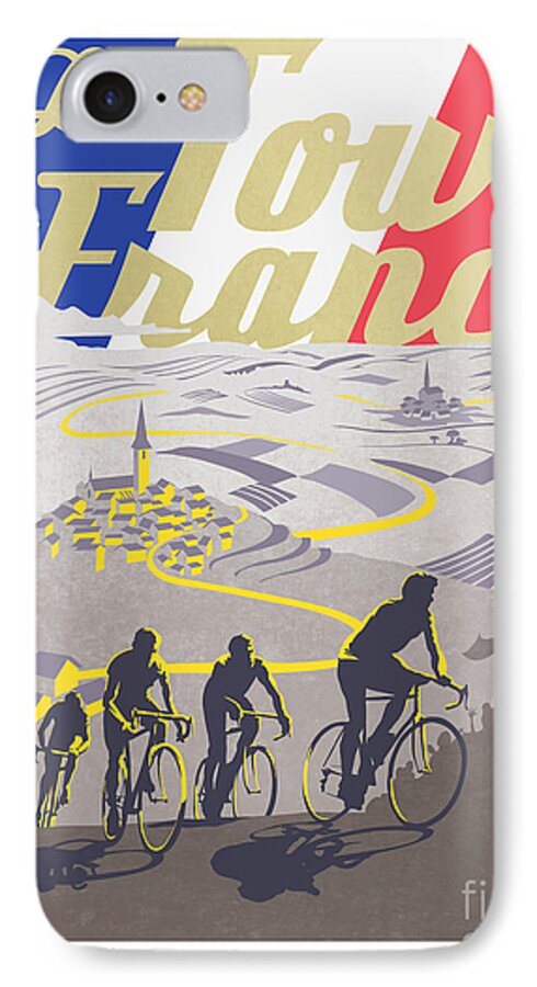 #faatoppicks iPhone 8 Case featuring the painting Retro Tour de France by Sassan Filsoof