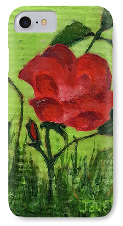Red Flower iPhone 8 Case featuring the painting Rose by Janet Garcia